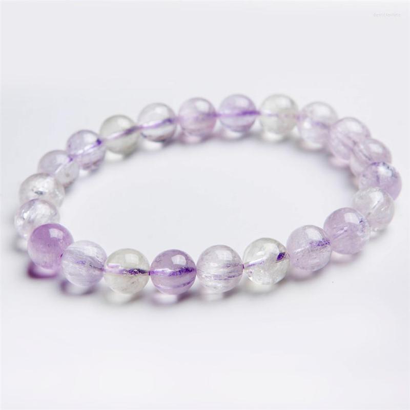 

Strand Precious Natural Kunzite Quartz Bracelets Women Female 9mm Transparent Round Bead Crystal Stretch Bracelet