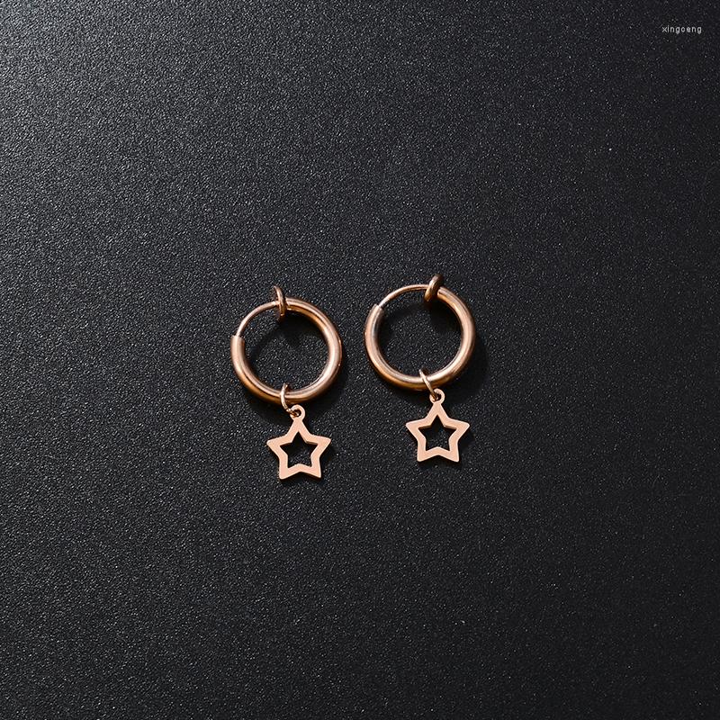 

Backs Earrings Stainless Steel Retractable No Need Piercing Women Girl Classic Cross Star Heart Moon Clip