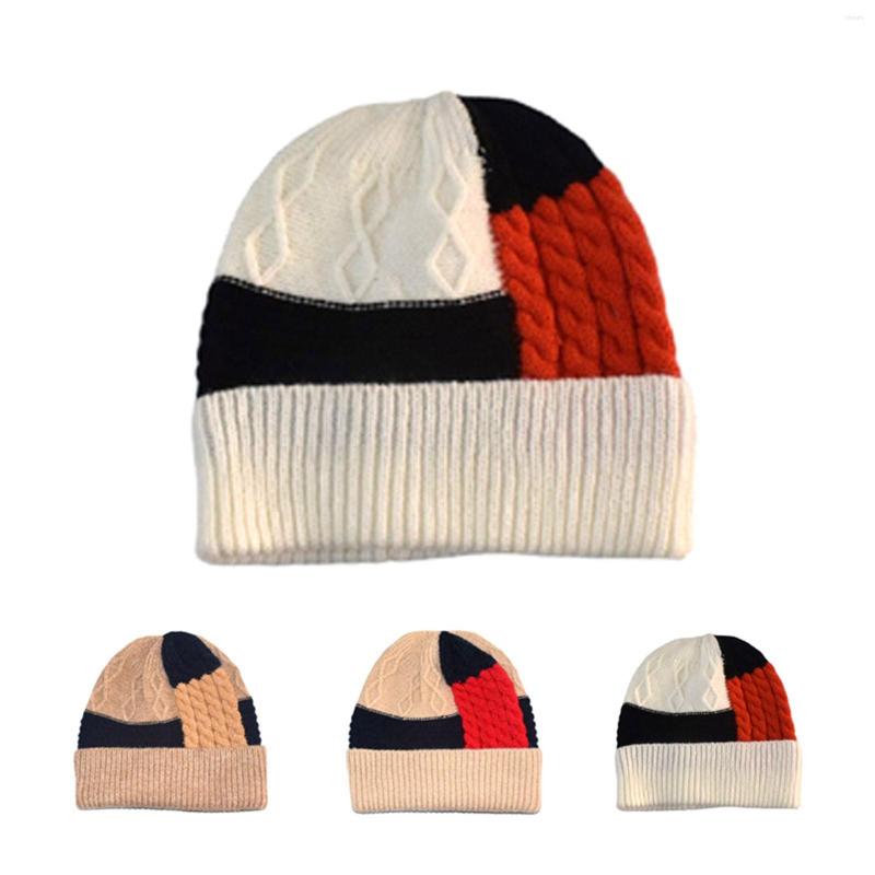 

Berets Women Men Knitted Winter Fashion Color Stripe Printing Striped Hats Hairball Raccoon Warm Ski Cap Trim Hat, White