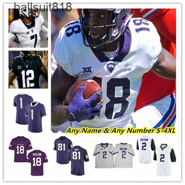 

Ncaa TCU Horned Frogs College Football Jerseys Max Duggan Kendre Miller Quentin Johnston Johnny Hodges Dee Winters Dylan Horton Taye Barber, Retro men purple
