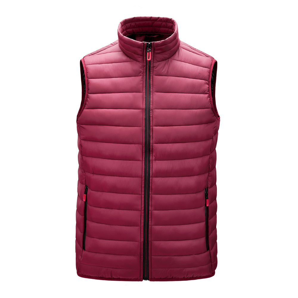 

Men's Vests Brand Fashion Men Winter Cotton Vest Coats Solid Color Stand Collar Man Warm Casual Waistcoat Sleeveless Jacket Size M6XL 221202, Wine red