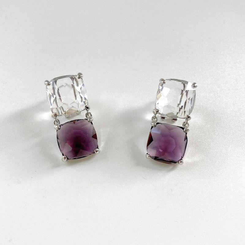 

Dangle Earrings Fashion Transparent Purple Crystal Drop For Women Temperament Statement Earings Jewelry Wholesale