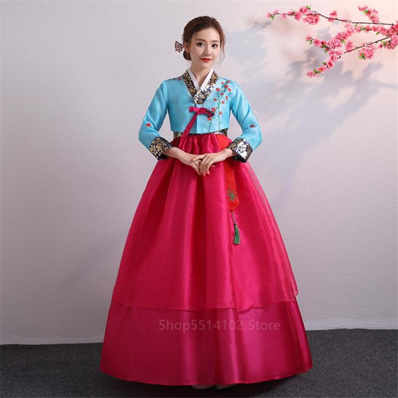 

Ethnic Clothing Woman Korean Traditional Dress For Women Girl Fashion Asian Court Princess Stage Performance Fairy Hanbok Top Skirt Set