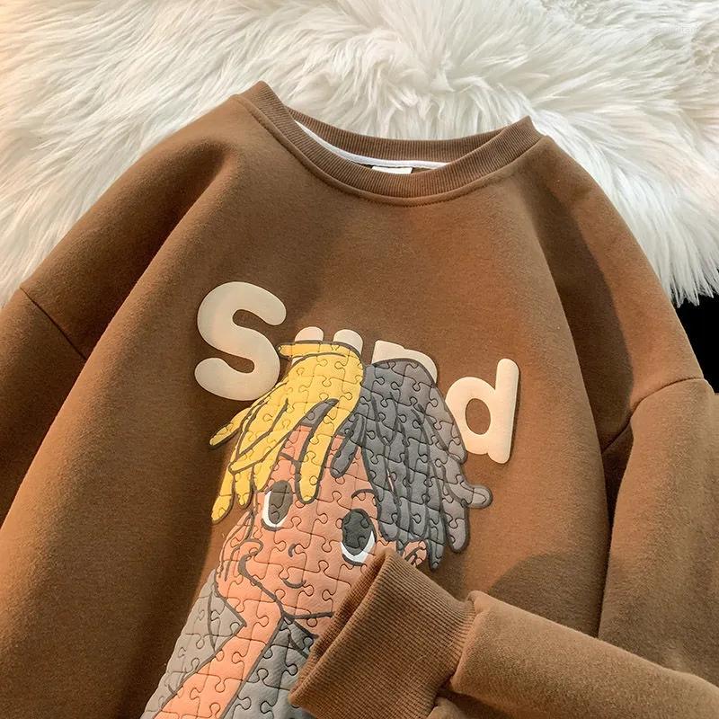 

Women's Hoodies Harajuku Sweater Oversize Loose American Hiphop Jacket Men's Spring And Autumn Cartoon T Round Neck Women Pullover, Beige