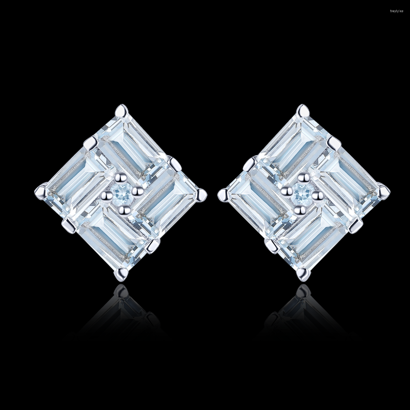 

Stud Earrings BOEYCJR 925 Silver Baguette Natural Aquamarine 1.99ct Total For Women Anniversary Gift