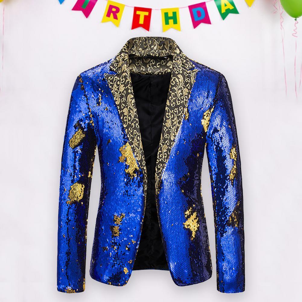 

Men' Suits Blazers Chic Stage Coat Show Performance Long Sleeves Color Matching Club Circus Clothes 221201, Golden