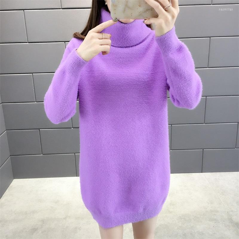 

Women's Sweaters Turtleneck Knitted Sweater Women Pullover 2022 Autumn Winter Imitation Mink Velvet Dress Jumper K92, Orange