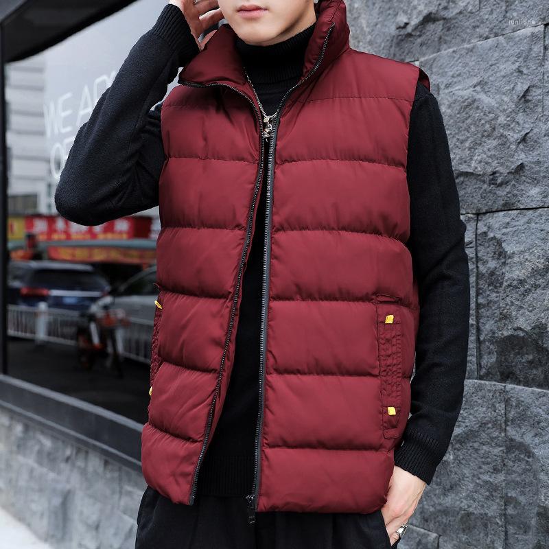 

Men's Tank Tops Men's Down Cotton Solid Color Autumn And Winter Warm Vest Thickened For Men Top 2022, Black