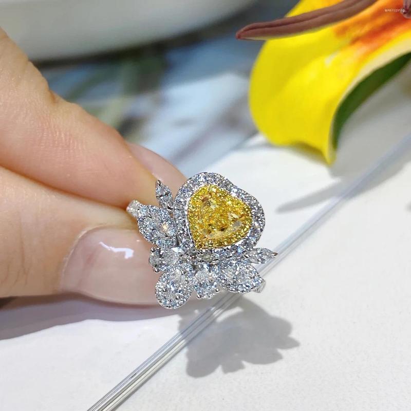 

Cluster Rings Heart Love Finger Ring Zircon 925 Sterling Silver Engagement Wedding Band For Women Bridal Birthday Party Jewelry