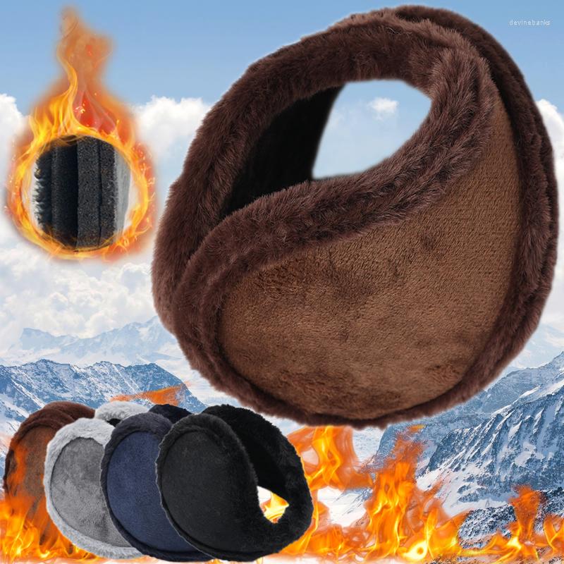 

Berets Velvet Fur Fleece Earmuffs Keep Warm Men Women Windproof Protect Thicken Winter Outdoor Ski Ear Cover Plush Unisex, Black