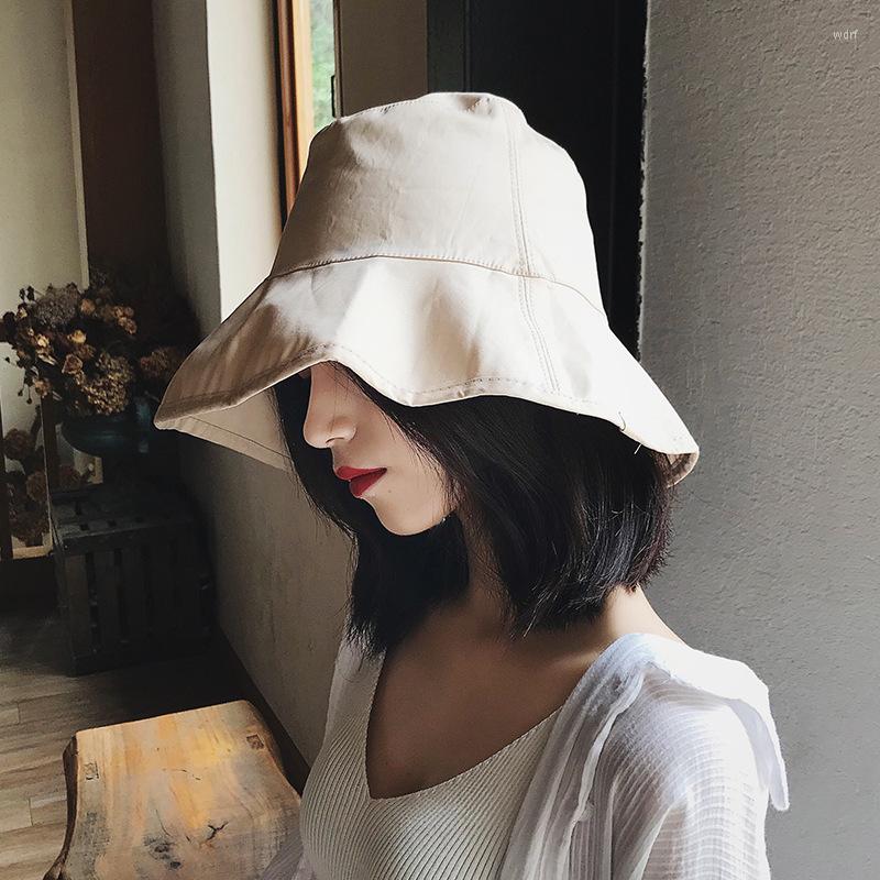 

Berets W105 Hat Female Summer Fisherman Korean Soft Girl Wild Japanese Art Sunscreen Sun, W105-beige