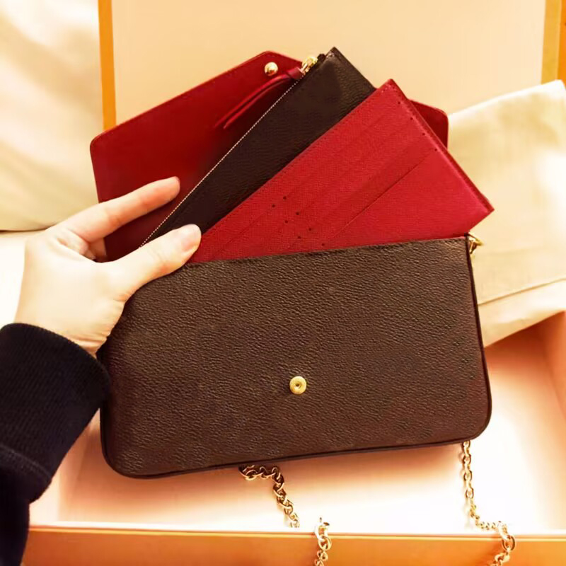 

Luxury bags mens handbag designer wallet women purse chain flowers pattern mini multi pochettes cross body fashion shoulder Chain Bag M61276 N63032 N63106 Wallet, 7#