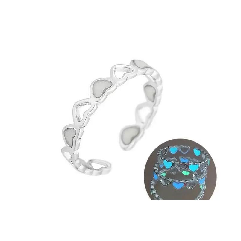 

Band Rings Fluorescent Open Ring For Women 3 Colors Glow In The Dark Luminous Heart Cute Female Trendy Party Jewelry Gift Drop Delive Dhqwt