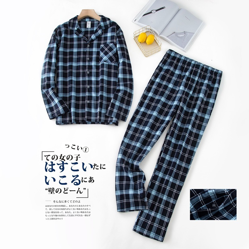 

Men's Sleepwear Home Suits Long-sleeved Trousers for Autumn and Winter Pijamas Flannel Plaid Design Pajamas 221202, 39