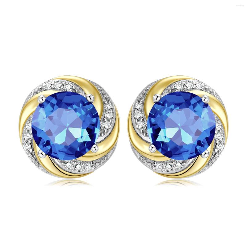 

Stud Earrings OGULEE 925 Sterling Silver Trendy Shining Circular Rotation Blue Studs For Women Fine Jewelry Gift