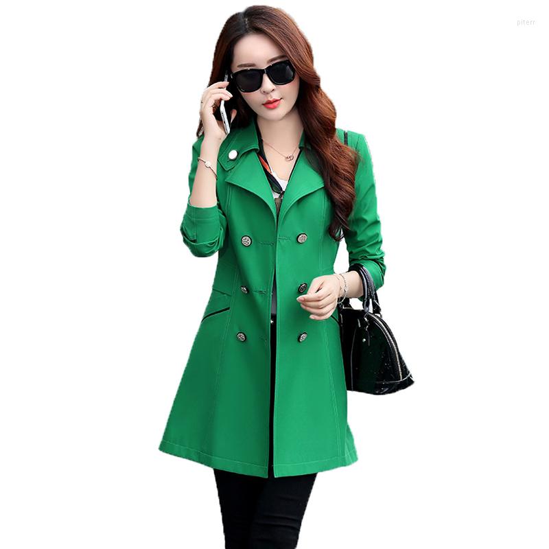 

Women's Trench Coats Women's Coat 2022 Spring Autumn Mid-Long Casual Solid Color Double Breasted Slim Outerwear Elegant Female Tops, Pink