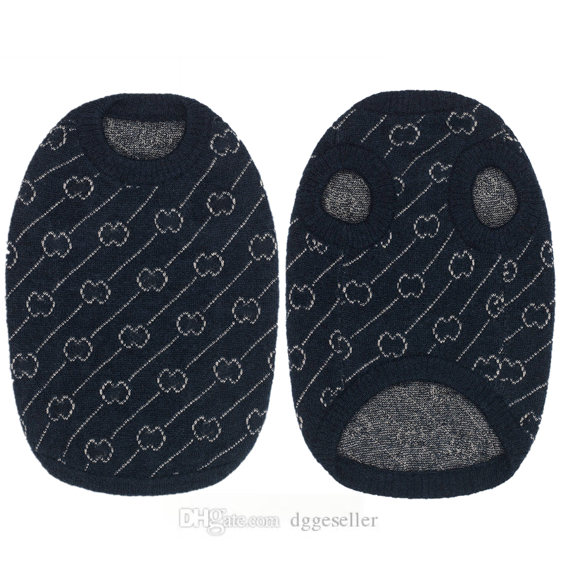 

Designer Dog Clothes Brands Dog Apparel with Classic Jacquard Letter Pattern Pet Jumper Coat Warm Sweatshirts Outfits for Small Dogs Cats in Autumn Winte Blue S A452, Navy blue