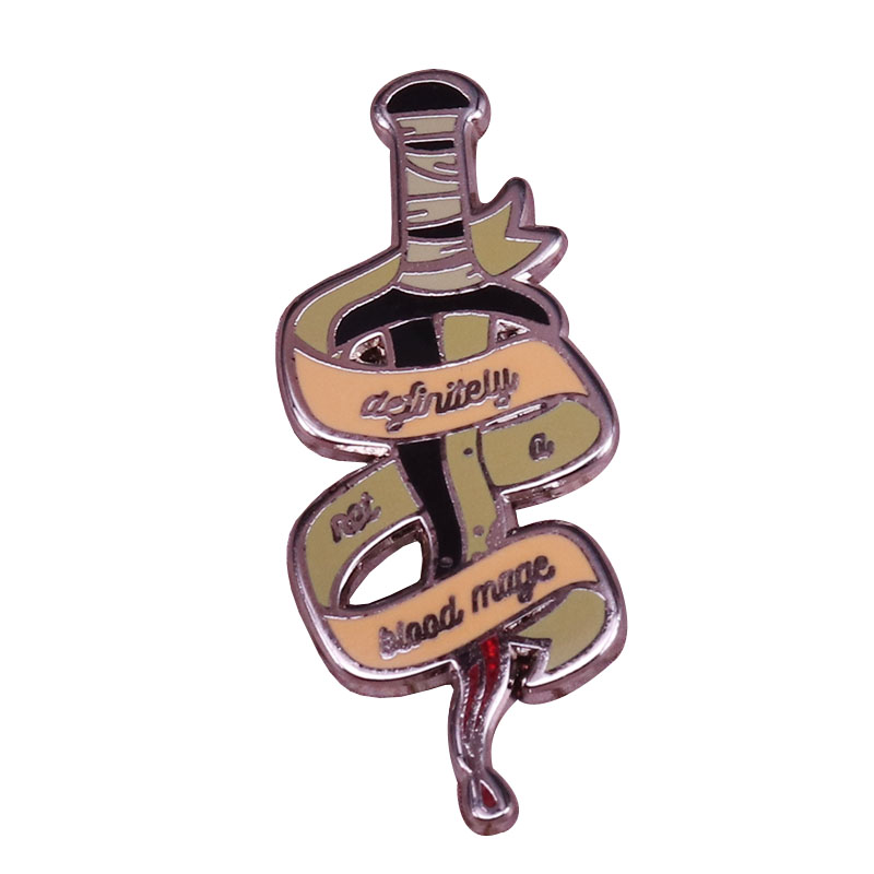 

Definitely not a blood mage brooch red glitter magic pin Templars sword badge wonderful cool friends gift, As picture