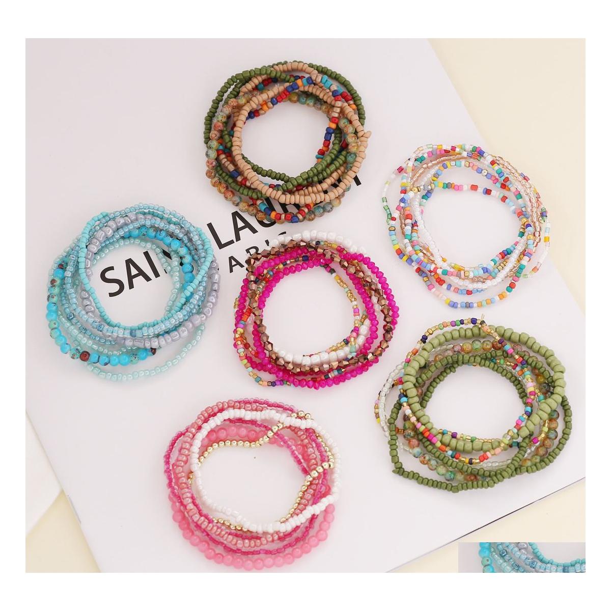 

Beaded Bohemian Fashion Jewelry Elastic Strands Mti Layer Beaded Bracelet Colorf Beads Bracelets Drop Delivery Dhjdv