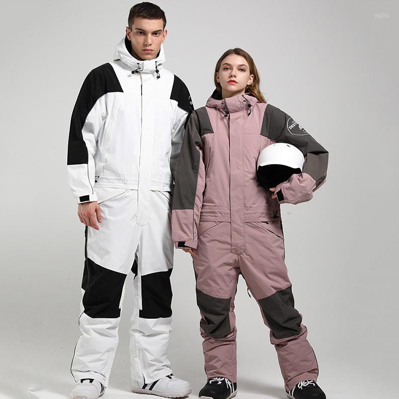 

Skiing Jackets 2022 Winter Ski Suit Women One Piece Waterproof Jumpsuit Outdoor Sports Breathable Double Board Warm Snow Clothes Men, Black