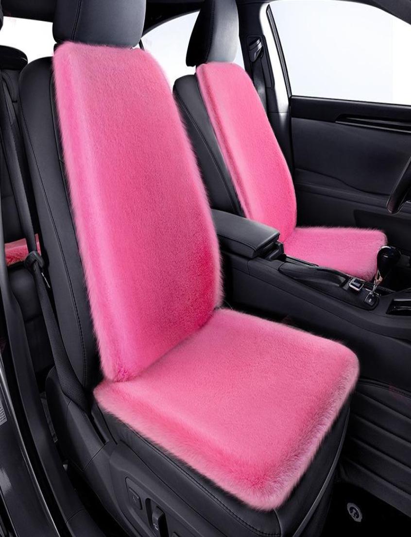 

Car Seat Covers Fashion Plush Cover Universal Pink Beige Blue Artificail Cushion Winter Warm Protector6885898