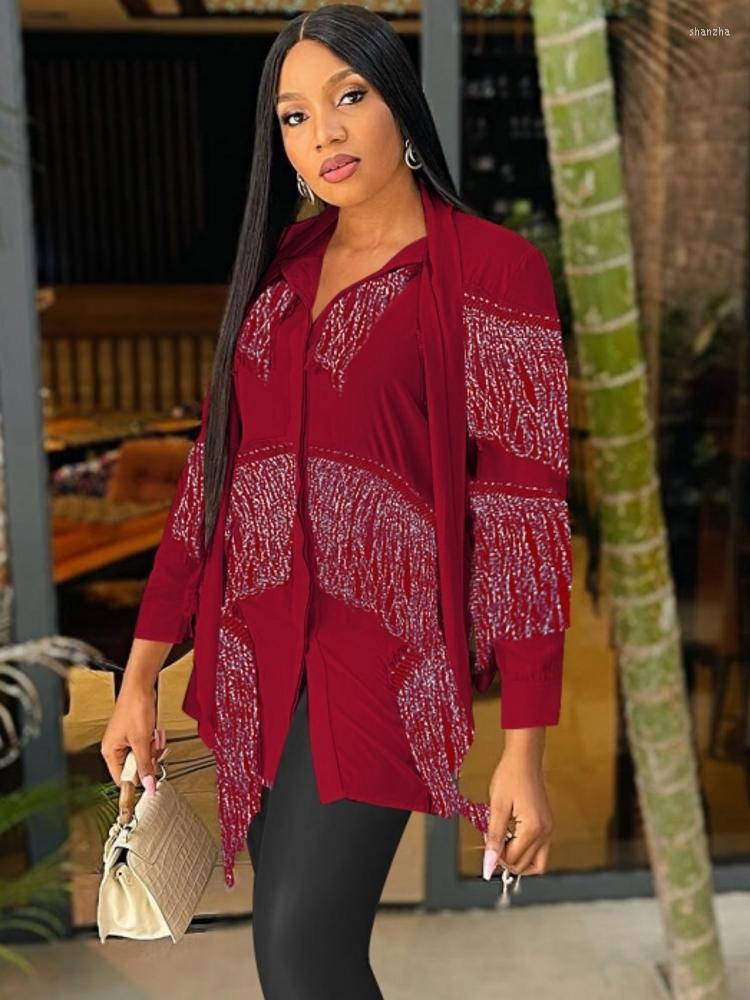 

Women' Blouses Autumn Tassel Loose Women Printed Blouse Shirts Casual Long Sleeve Turn Down Collar Tops Female Soft Single Breasted Outwear, Black