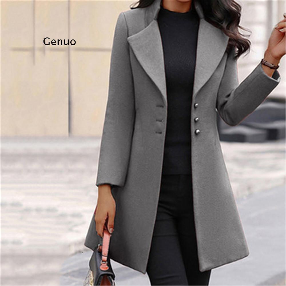

Women's Wool Blends Women Fashion Long Sleeve Woolen Coat Lapel Solid Color Jacket Korean Version Fall Cardigan 221201, Gray