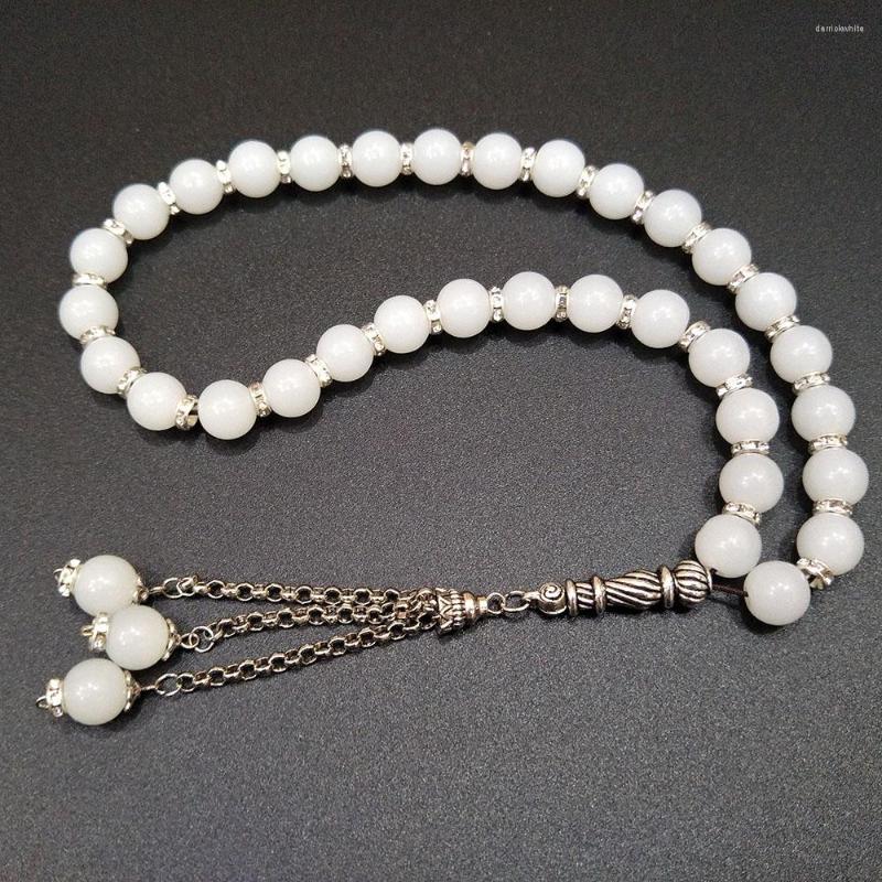 

Strand Tesbih Store Design White Crystal Beads 10mm With Rhinestone Prayer