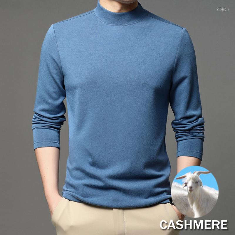 

Men's T Shirts Brand Ultra-Soft Cashmere Shirt Men Long-sleeve Solid Color Slim Fit Lightweight Basic Pullover Top Turtleneck T-Shirt Male, Black