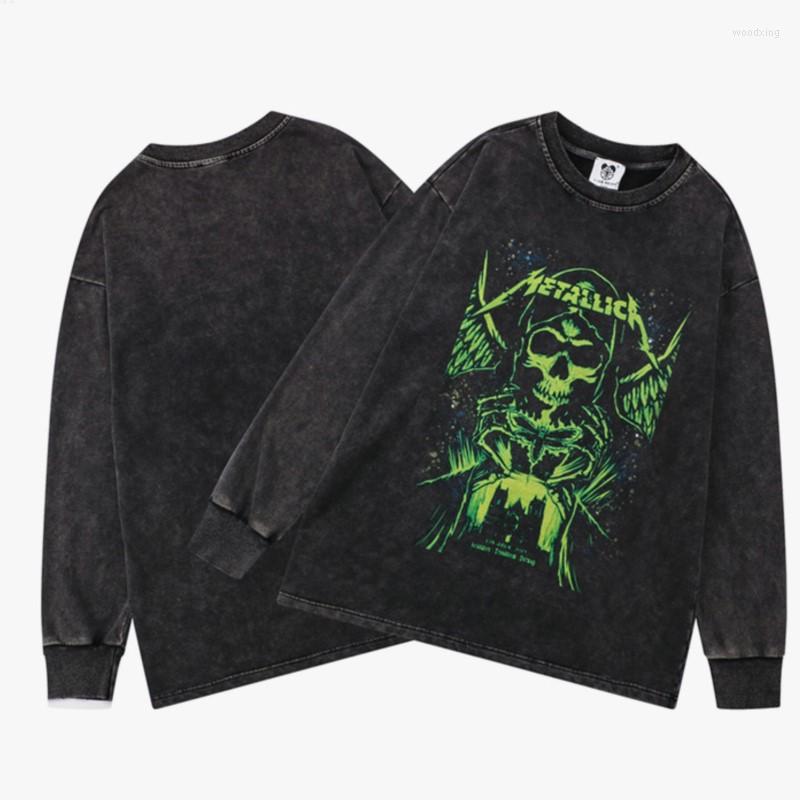 

Men' Hoodies GTDOM 2022 Autumn And Winter Man Washing Distress Cotton Fluorescence Skeleton Direct Injection Print Round Neck Sweatshirts, Xyw31