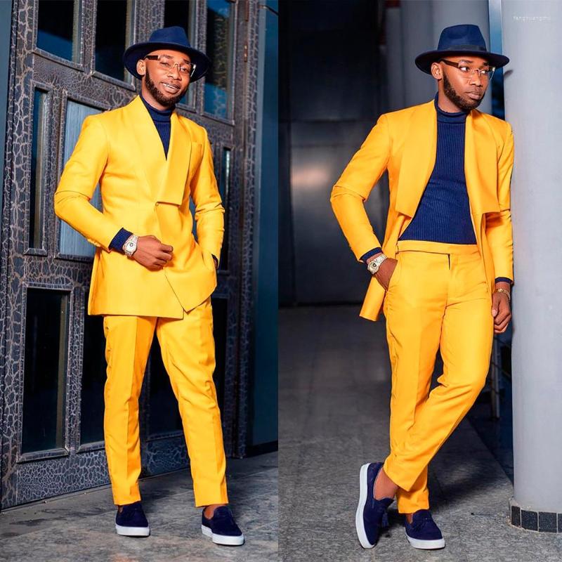 

Men's Suits Bright Yellow Men Suit 2 Pieces Slim Fit Tailor-Made Fashion One Button Blazer Pants Wedding Work Wear Prom Causal Tailored, Royal blue