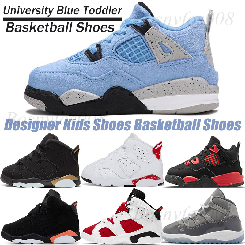 

2022 Kids Outdoor Sports Backetball Shoes Children sport Boy and Girls Bred Carmine Cool Grey DMP Red Oreo Red Thunder Trainers Sneaker Toddler Sneakers Size 28-35, Red thunder toddler 28-35