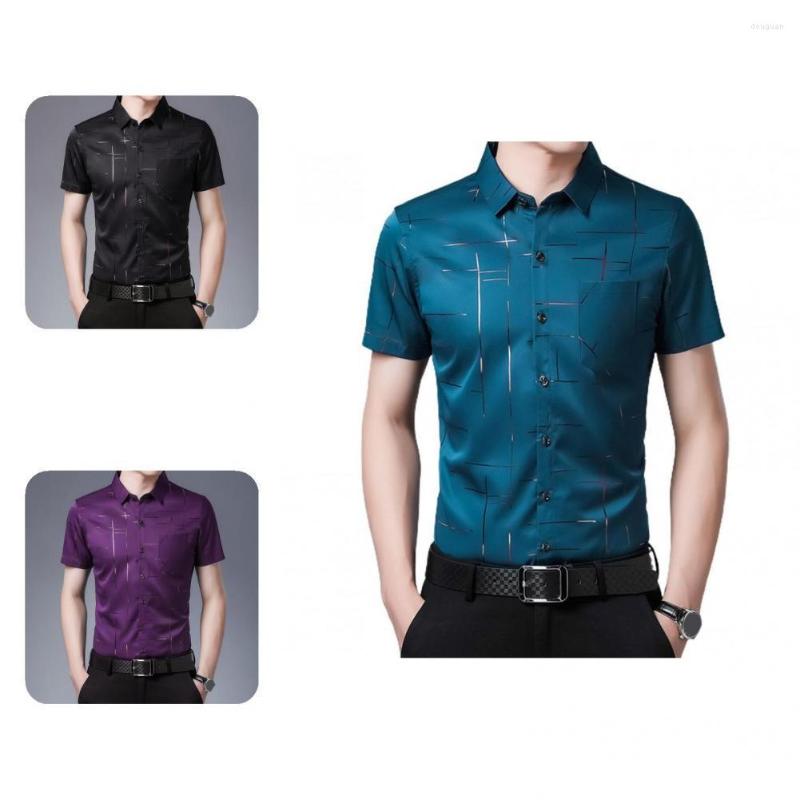 

Men's Casual Shirts Terrific Men Shirt Business Formal Turn-down Collar Lightweight Summer Top, Black