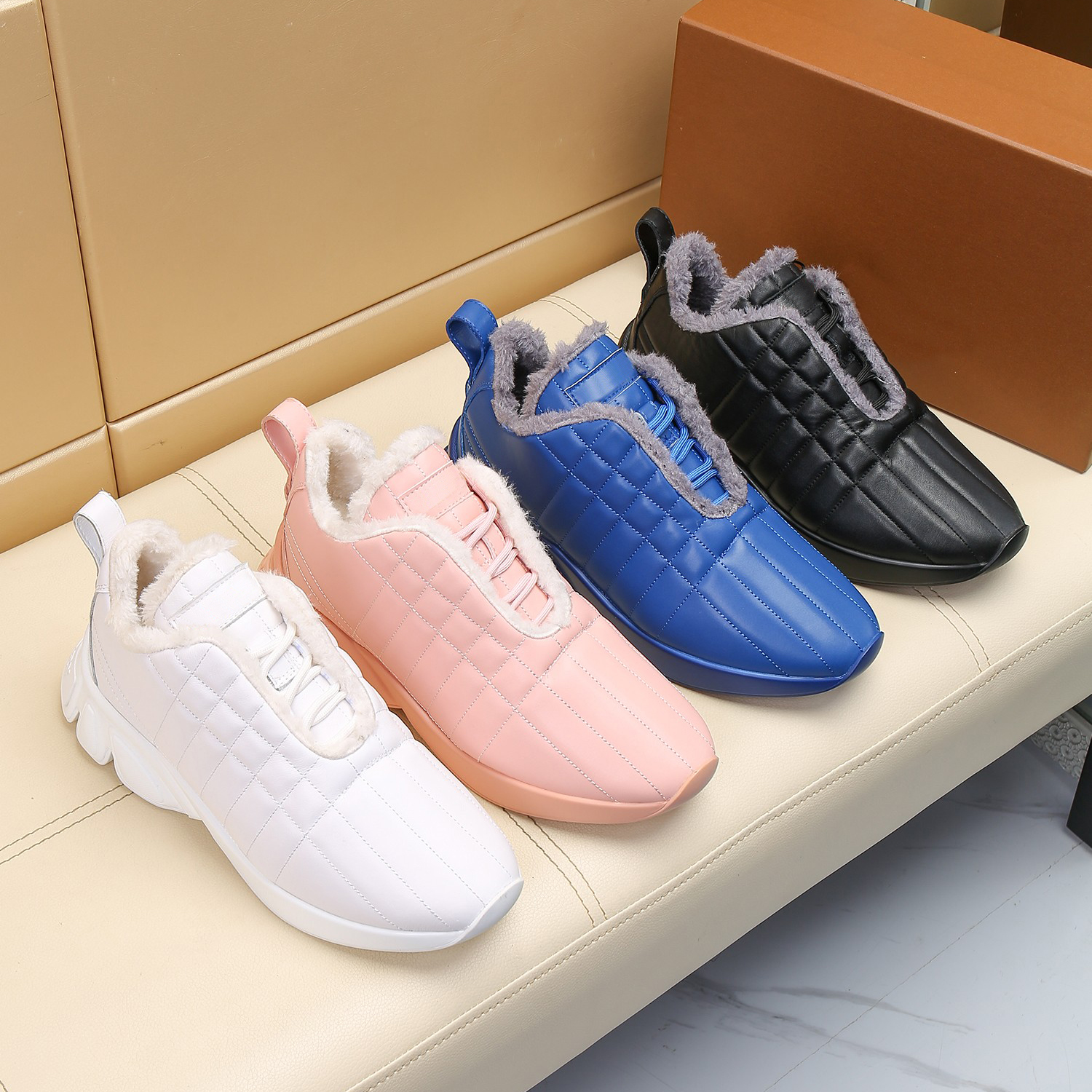 

Designer Shoes Quilted Leather Classic Sneakers Fashion Men Sneakers Platform Shoe Chunky Rubber Runner Sport Outdoot Trainers