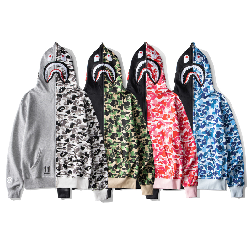 

Bape Mens Designer Full Zip Hoodies Men Women Fashion Hooded Jacket Mens Hoodie 4 Colors -3XL, Blue