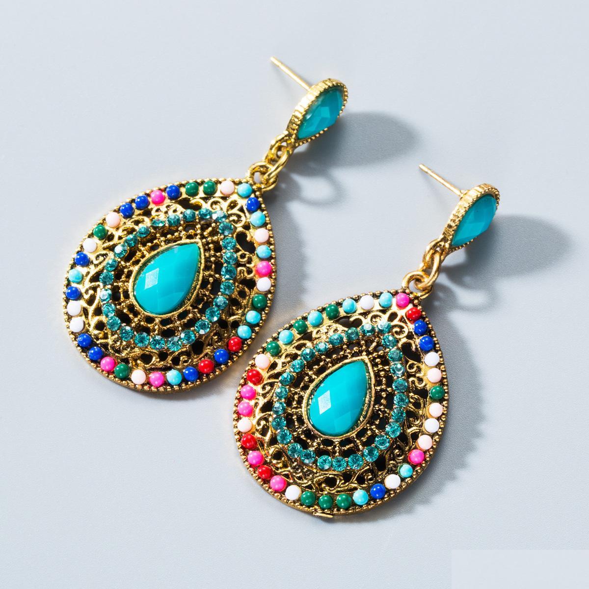 

Dangle Chandelier Bohemian Fashion Jewelry Vintage Water Drop Colorf Rhinstone Dangle Stud Earrings Delivery Dh7Px