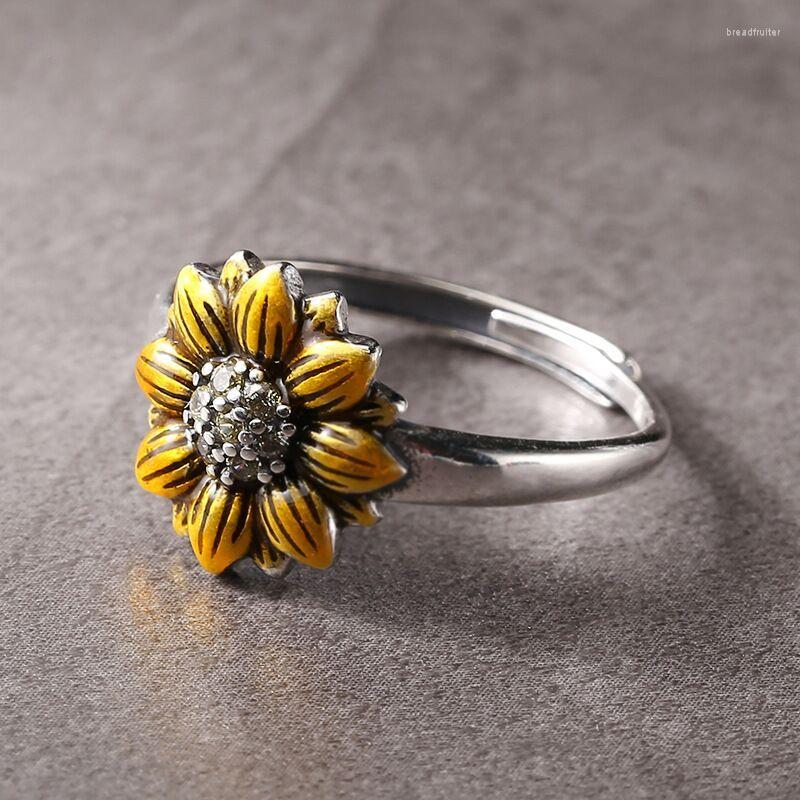

Wedding Rings Vintage Sunflower For Women Cute Floral Engagement Ring Adjustable Friendship Jewelry Gift Bague