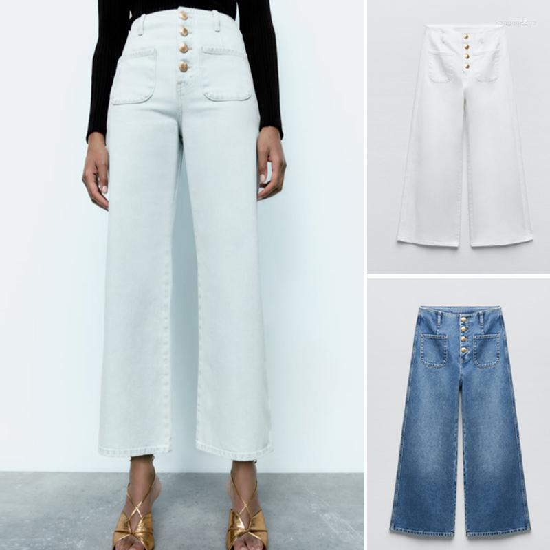 

Women's Jeans European And American Women's Autumn Style French Fashion High Waist Slim All-match Denim Cropped Pants, White