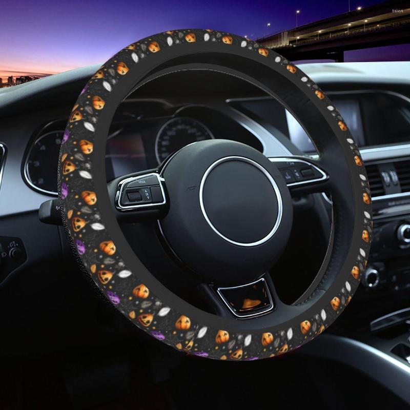 

Steering Wheel Covers Lovely Halloween Pumpkin Bats Pattern Cover For Protector Universal Fit 37-38cm Car Accessories