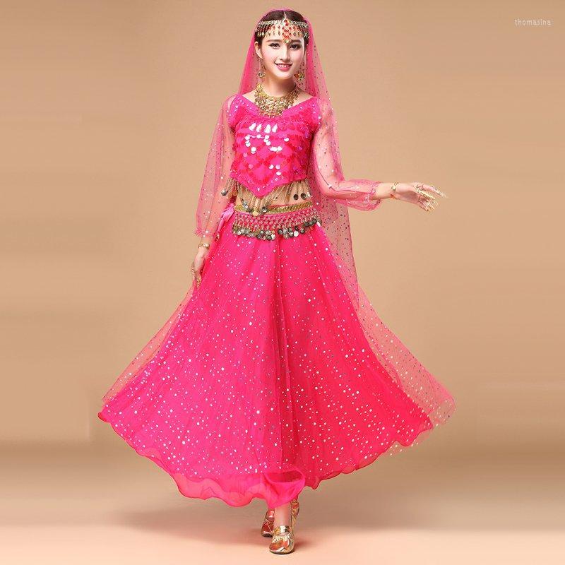 

Stage Wear 4pcs Set Egypt Belly Dancing Dance Dress Butterfly Bra&Highlight Skirt&Waist Chain&Head Veil&Head Chain Scarf, Blue