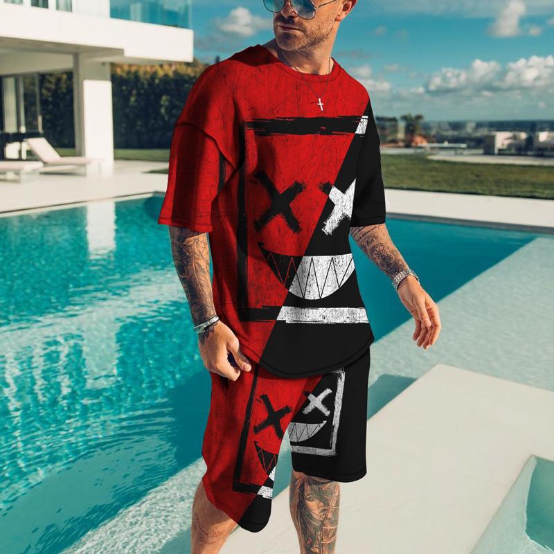

Men's Tracksuits 3D Funny XXOO Little Devil Animal Print T-Shirt/Shorts/Sportswear Casual Hip-hop Short-sleeved Street Fashion Round Neck Me, Ts1415