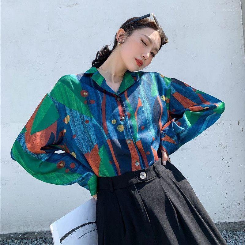 

Women' Blouses Vintage Aesthetics Shirts For Women Painting Tops Harajuku Streetwear Button Up Shirt 2022 Autumn Long Sleeve Casual