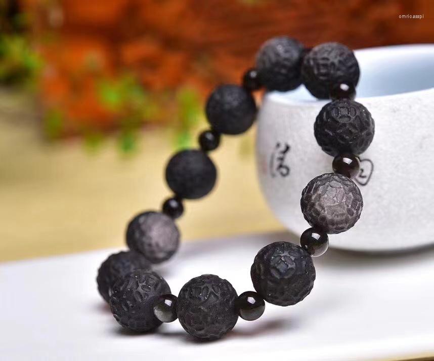 

Strand Drop Natural Silver Obsidian Ancient Chinese Coin Ball Bead Amulet Bracelet