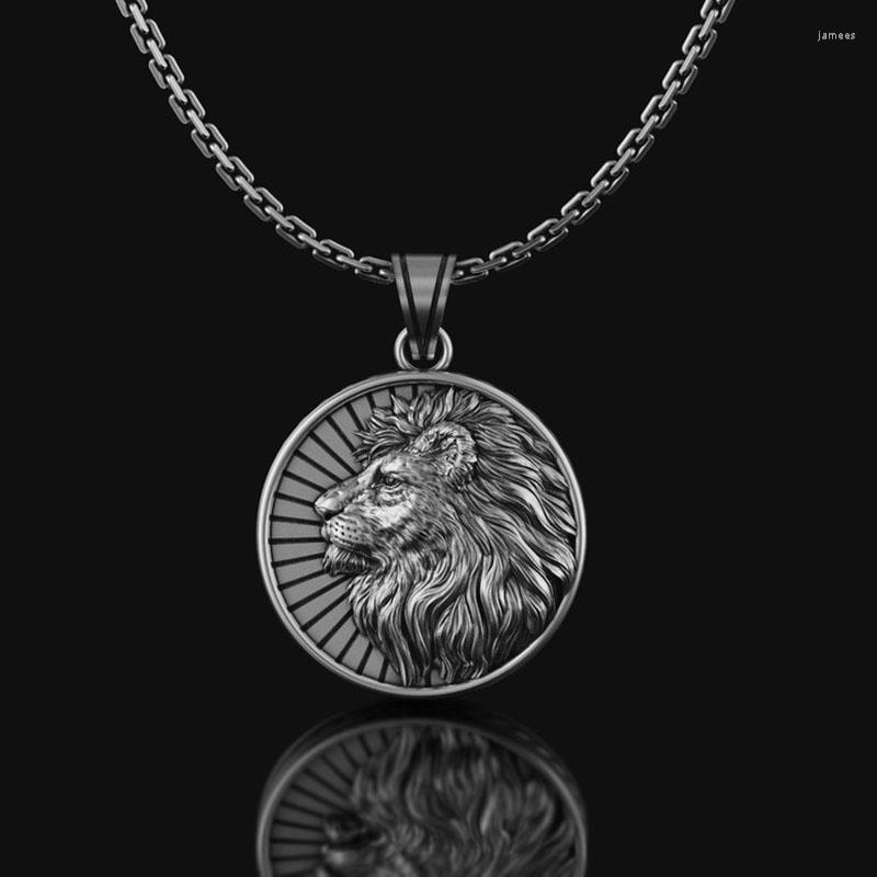 

Chains 2PCS Vintage Fashion Classic Head Round Lion Necklace Men's Accessories Daily Anniversary Gifts