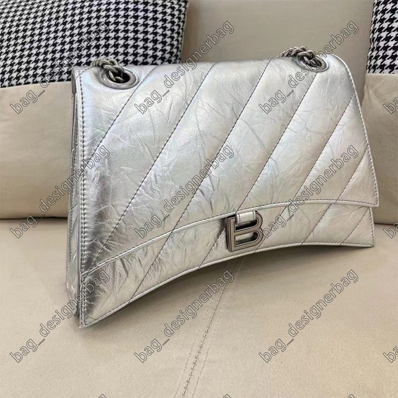 

Designer bag Women's fashion shoulder messenger bag Half moon luxury handle leather classic large capacity 31cm, White