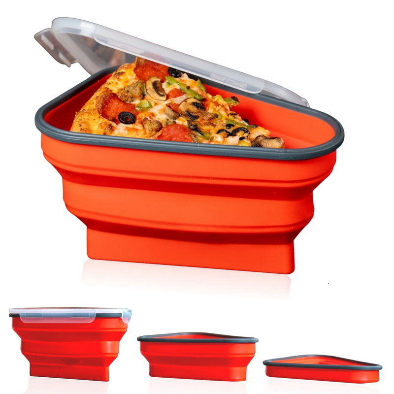

Lunch Boxes Silicone Pizza Storage Container Reusable Pizza Container with 5 Serving Trays Adjustable Pizza Slice Container Kitchen Supplies 221202