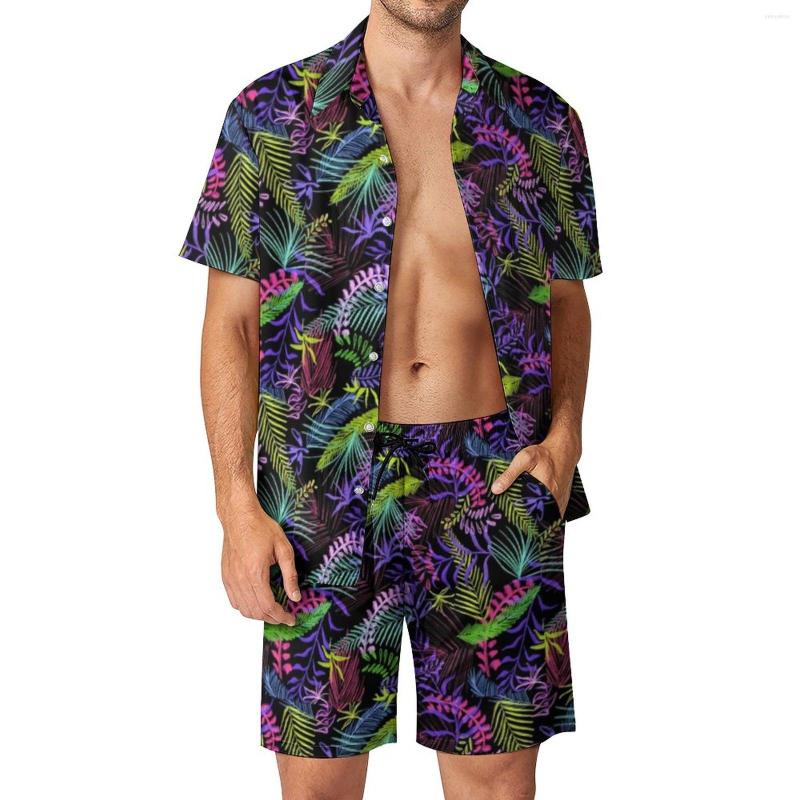 

Men's Tracksuits Tropical Print Men Sets Colorful Casual Shorts Outdoor Shirt Set Summer Vintage Suit Short-Sleeve Plus Size, Style-19