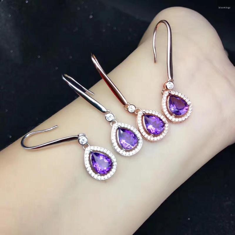 

Stud Earrings Coming Natural And Real Amethyst 925 Sterling Silver High Jewelry
