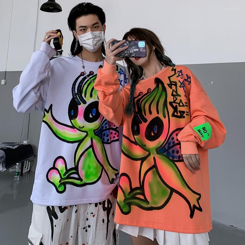 

Men' Hoodies Spring And Autumn 2022 High Street Trend Cute Alien O-Neck Print Hoodie Fashion Sweatshirt Pullover Sweethearts Outfit, Pink