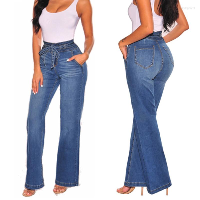 

Women's Jeans Blue For Women Belt High Waist Mom Solid Straight 2022 Wide Leg Pants Bottom Oversize Female Casual Denim Trousers